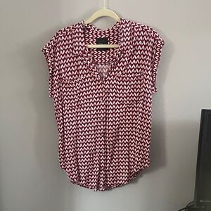 JACHS Girlfriend Red and White Chevron Blouse